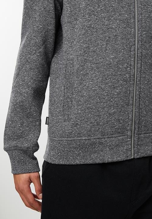 Superdry. - Vintage logo emb zip track - dark charcoal