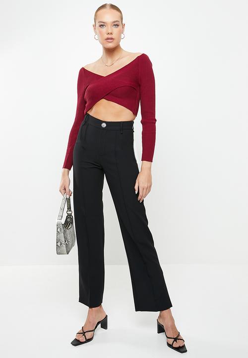 Trendyol - Double breasted knitwear sweater - burgundy