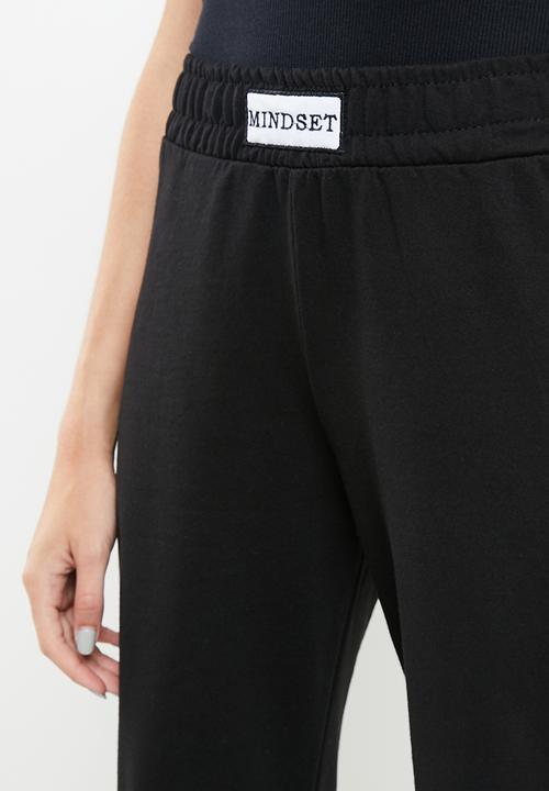 Trendyol - Snap detailed wideleg slim knitted sweatpants  - black