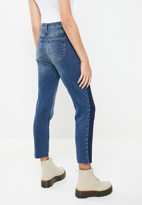 Trendyol - Colour block high waist slim fit jeans - blue