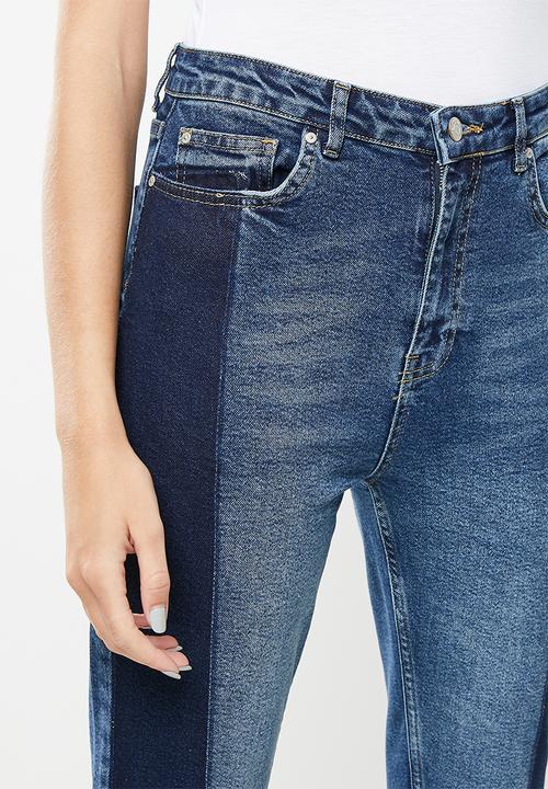 Trendyol - Colour block high waist slim fit jeans - blue