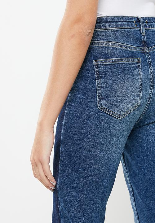 Trendyol - Colour block high waist slim fit jeans - blue