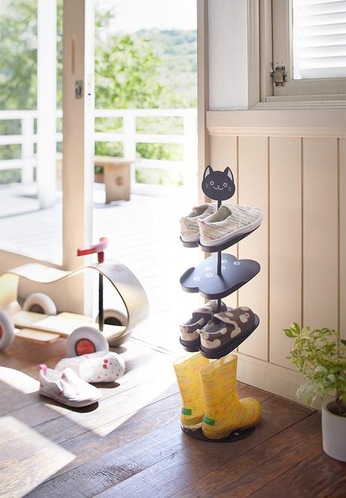 Yamazaki - Kids shoe rack cat - black