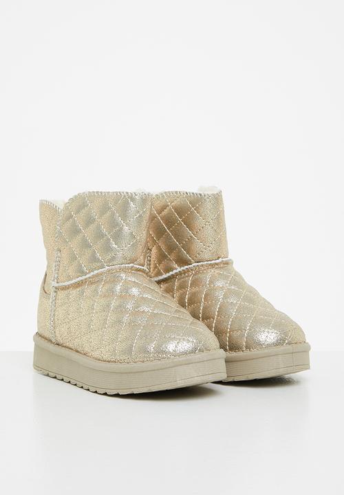 Flutterby - Girls mid calf cozy boots - gold