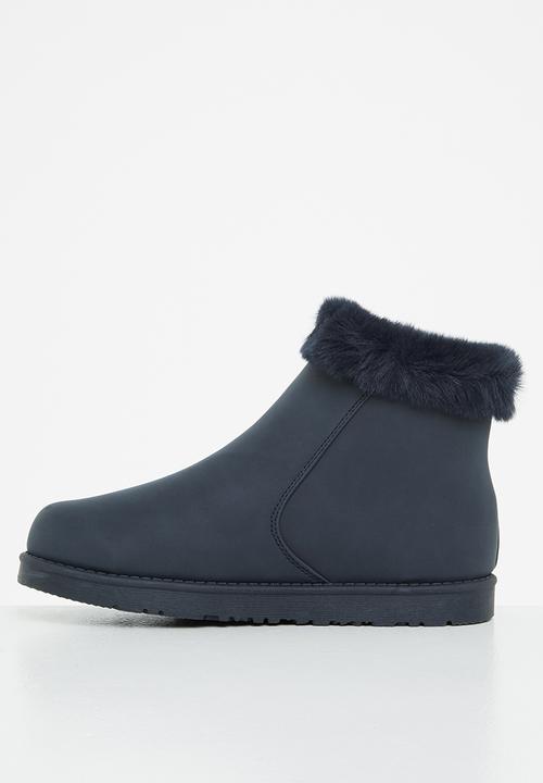 Jada - Faux fur lining zip ankle boot - navy