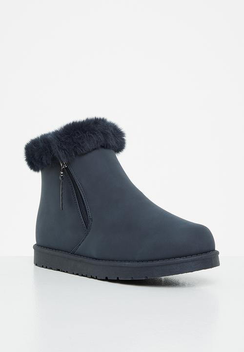 Jada - Faux fur lining zip ankle boot - navy