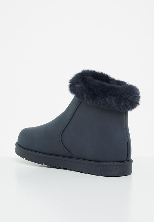 Jada - Faux fur lining zip ankle boot - navy