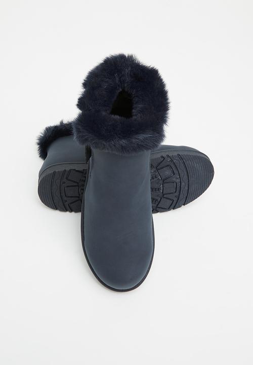 Jada - Faux fur lining zip ankle boot - navy