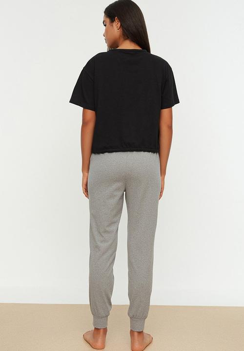 Trendyol - Knit pajamas set - black & grey 