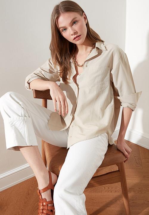 Trendyol - Boyfriend shirt - grey