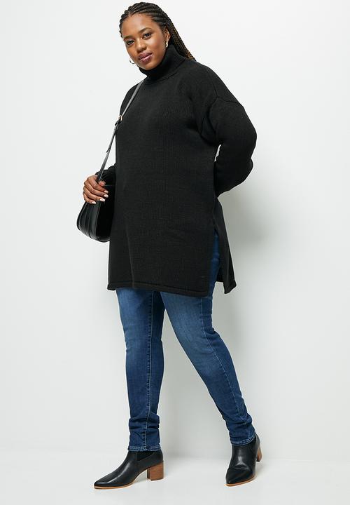 edit Plus - Longline fuzzy jumper - black