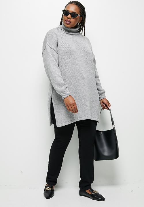 edit Plus - Longline fuzzy jumper - silver grey