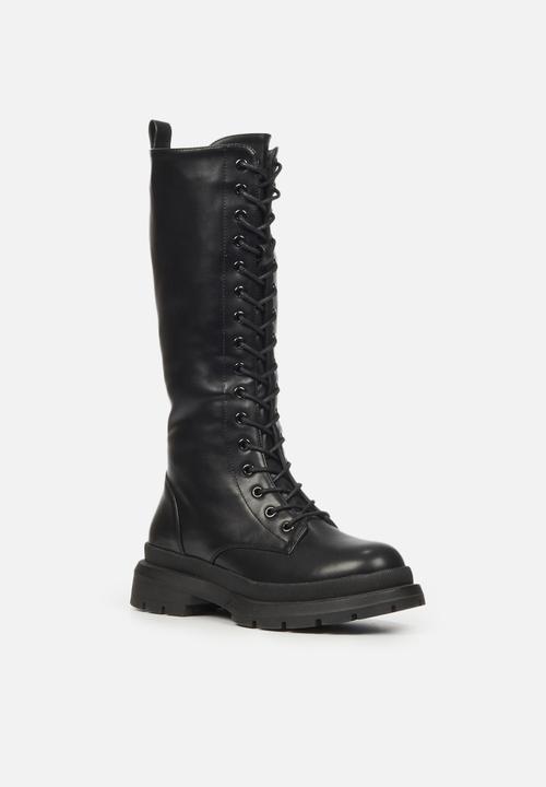 Rock & Co - Police 1 lace up knee high boot - black