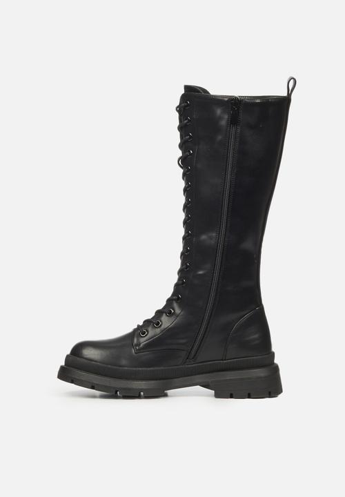 Rock & Co - Police 1 lace up knee high boot - black