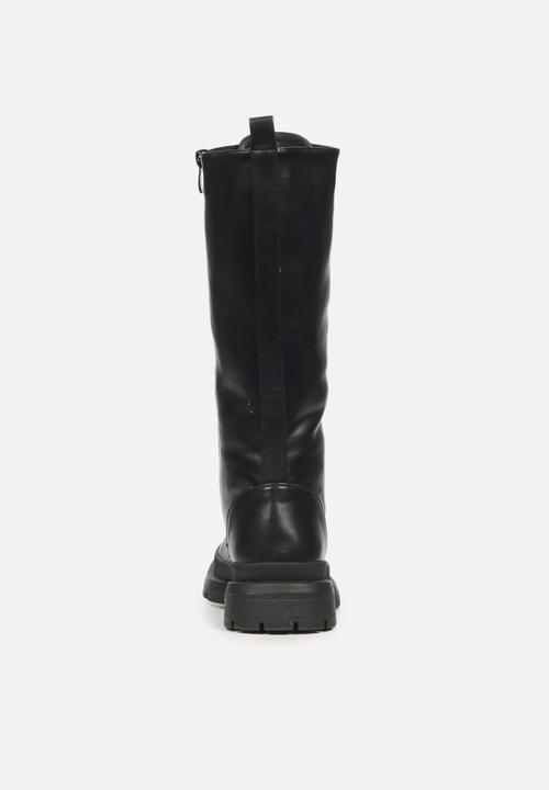 Rock & Co - Police 1 lace up knee high boot - black