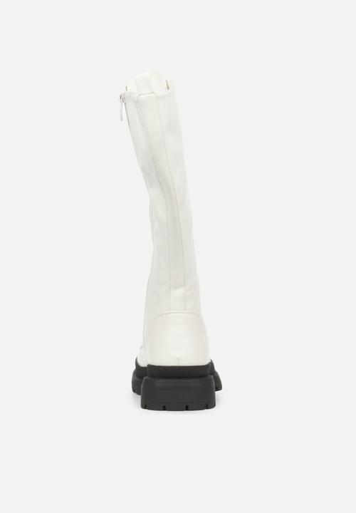 Rock & Co - Police 1 lace up knee high boot - white
