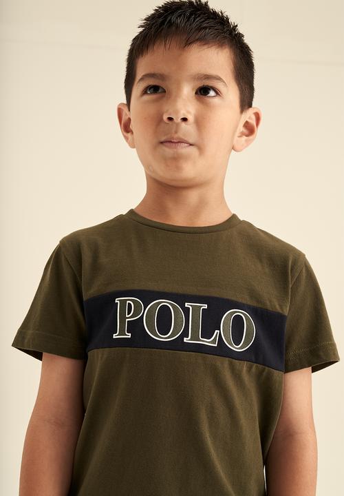 POLO - Boys cut & sew ss printed tee - olive