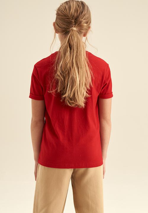 POLO - Girls embossed short sleeve tee - red