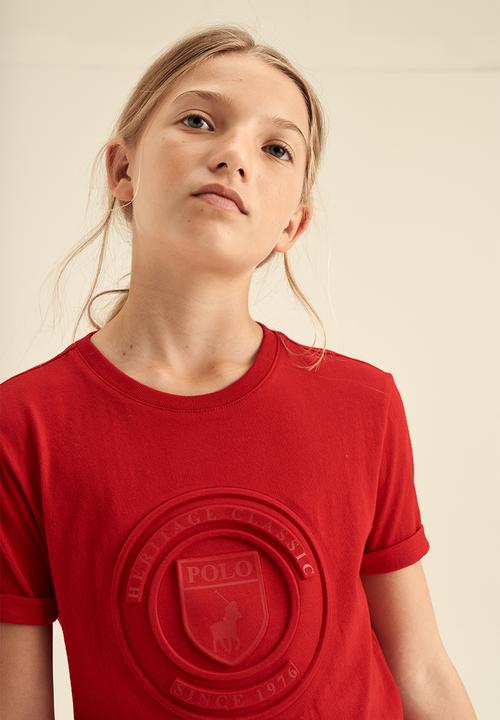 POLO - Girls embossed short sleeve tee - red