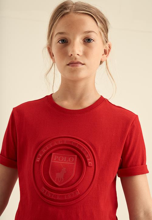 POLO - Girls embossed short sleeve tee - red