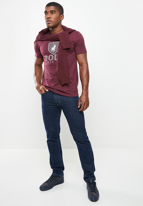 POLO - Cory Crest crew neck short sleeve tee- burgundy