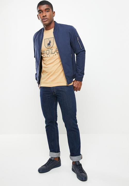 POLO - Cory Crest crew neck short sleeve tee - camel