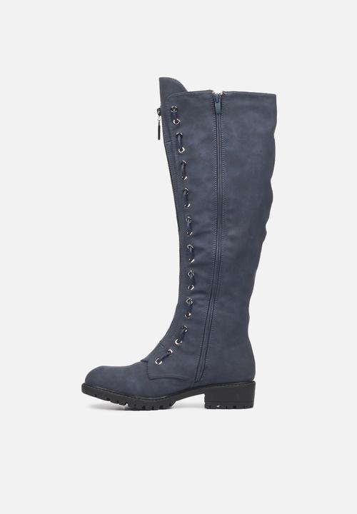 Miss Black - Ryder1 knee length lace-up boot - navy