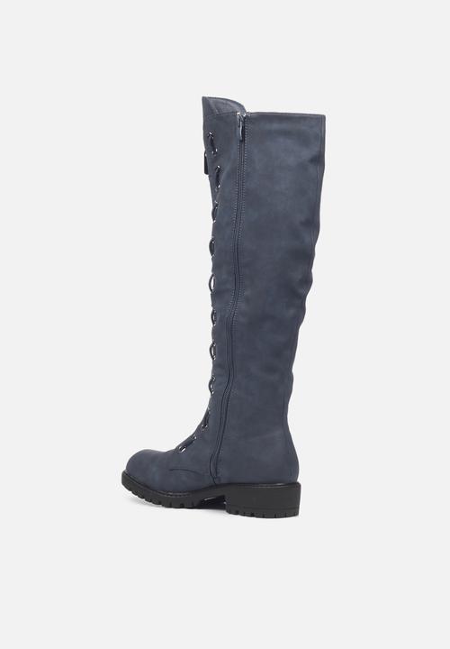 Miss Black - Ryder1 knee length lace-up boot - navy