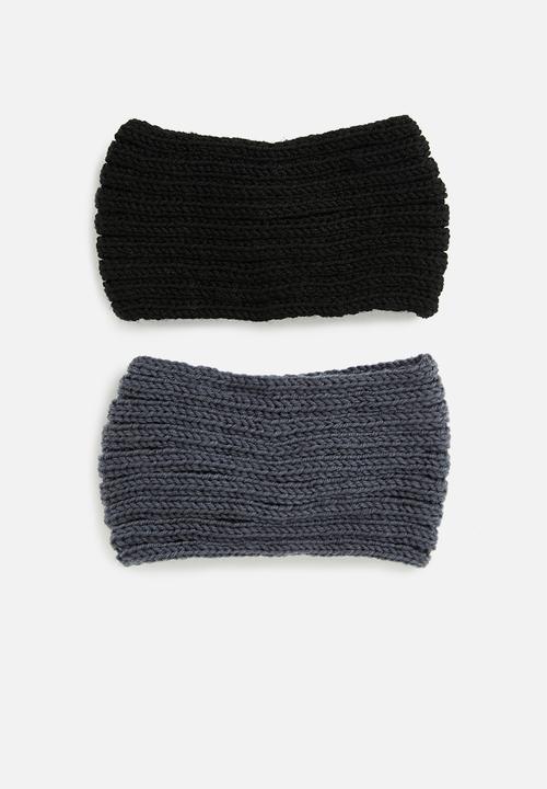 Superbalist - 2 pack headband set - black & grey