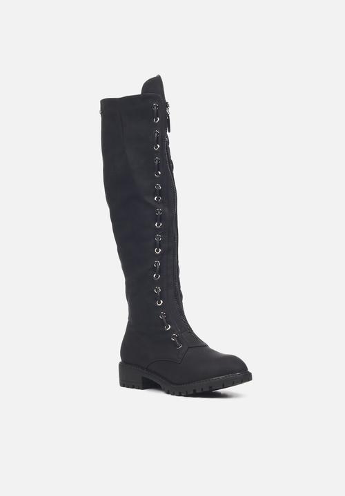 Miss Black - Ryder1 knee length lace-up boot - black