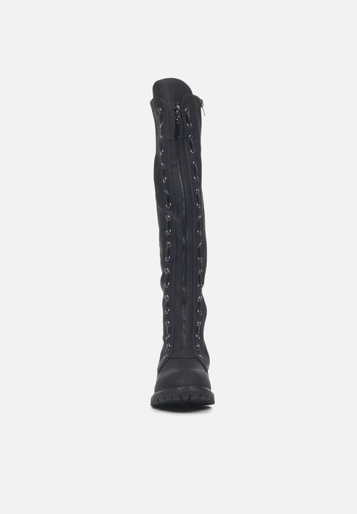 Miss Black - Ryder1 knee length lace-up boot - black