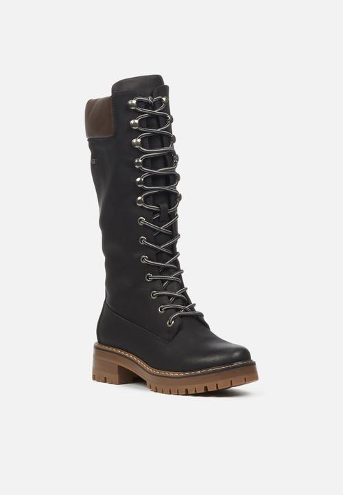 Miss Black - Fox4 knee length lace-up boot - black