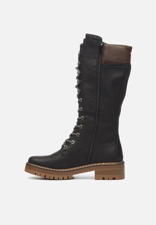 Miss Black - Fox4 knee length lace-up boot - black