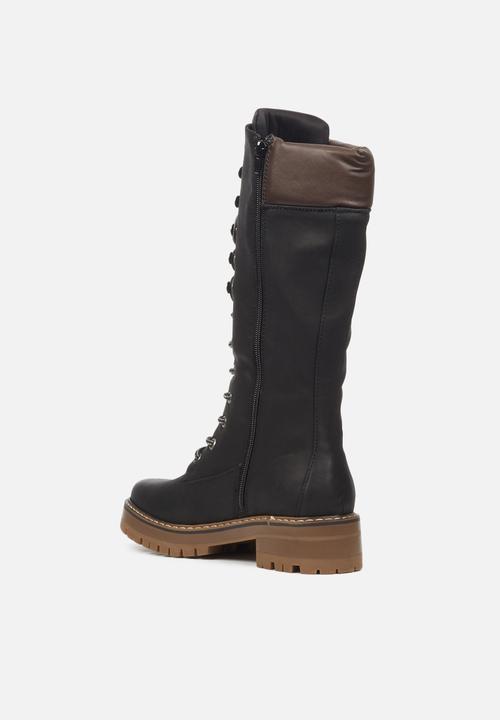 Miss Black - Fox4 knee length lace-up boot - black