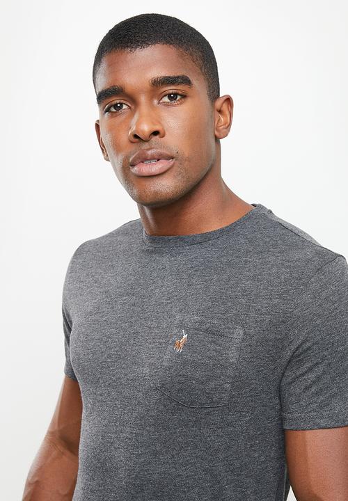 POLO - Men plain pocket short sleeve tee - black