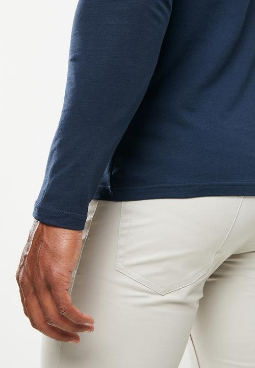 POLO - Men plain long sleeve tee - navy