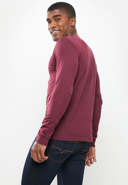 POLO - Men logo long sleeve tee - burgundy