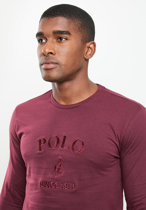 POLO - Men logo long sleeve tee - burgundy