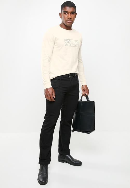 POLO - Men logo long sleeve tee - stone