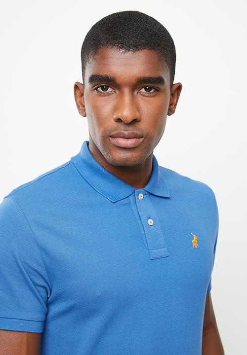 POLO - Mens plain pique short sleeve golfer - blue