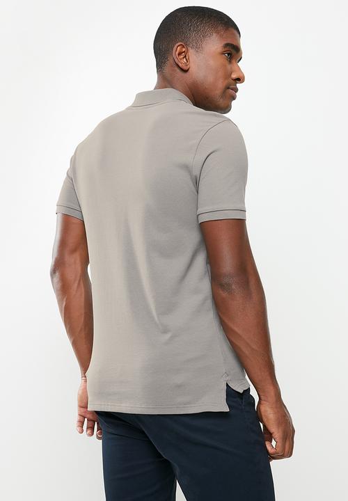 POLO - Mens plain pique short sleeve golfer - grey