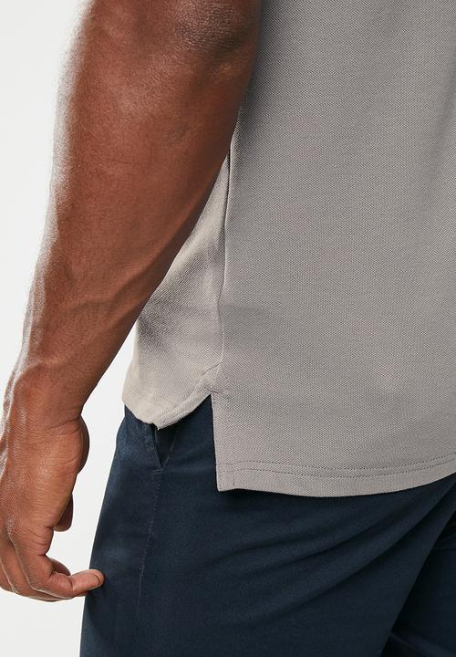 POLO - Mens plain pique short sleeve golfer - grey