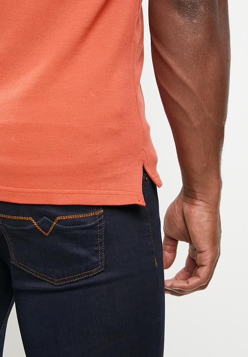 POLO - Mens plain pique short sleeve golfer - brick