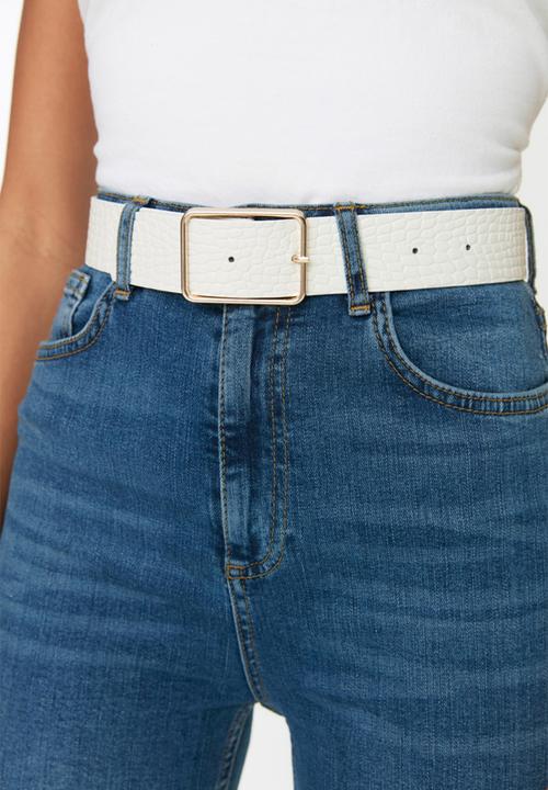 Trendyol - Faux croc  2 pack belts - white/lilac