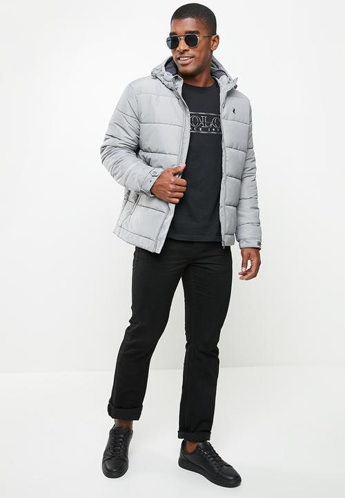 POLO - Mens printed puffer jacket - charcoal