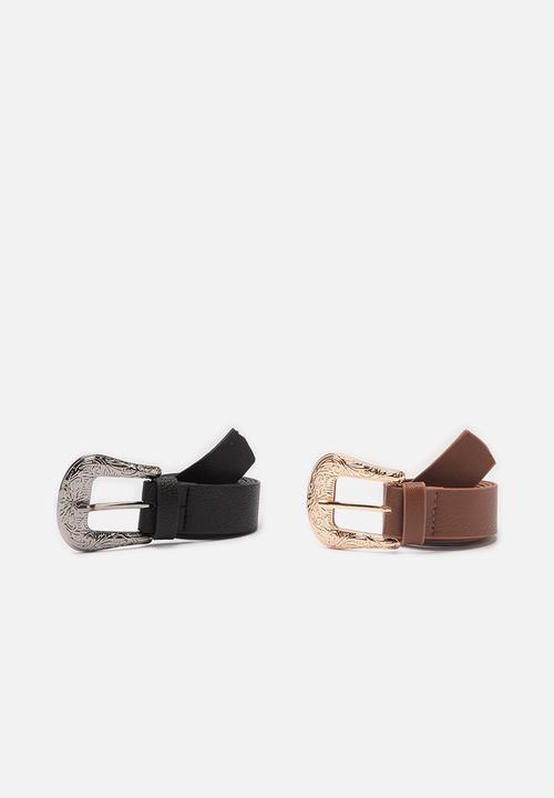 Trendyol - Western buckle two pack - black & brown