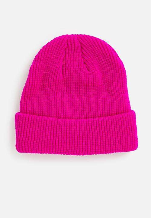 Superbalist - Knit ribbed beanie - neon pink