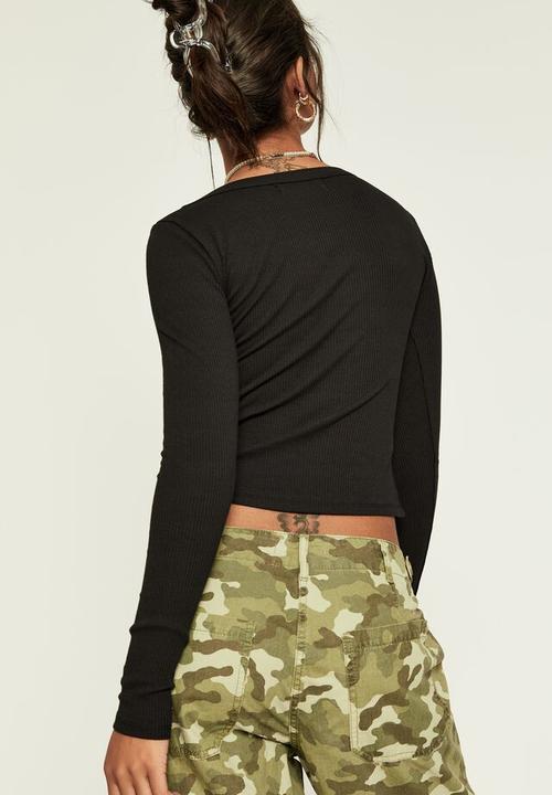 Supré  - Helly long sleeve scoop neck top - black