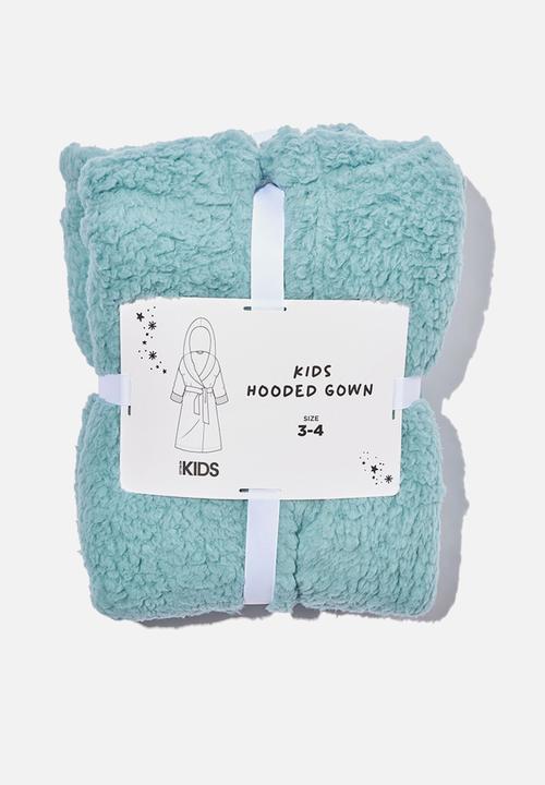 Cotton On - Boys hooded long sleeve sherpa gown - rusty aqua