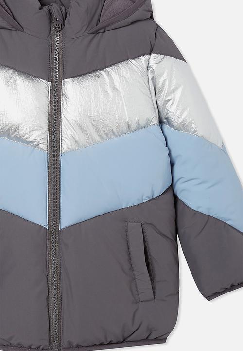 Cotton On - Frankie spliced puffer jacket - rabbit grey
